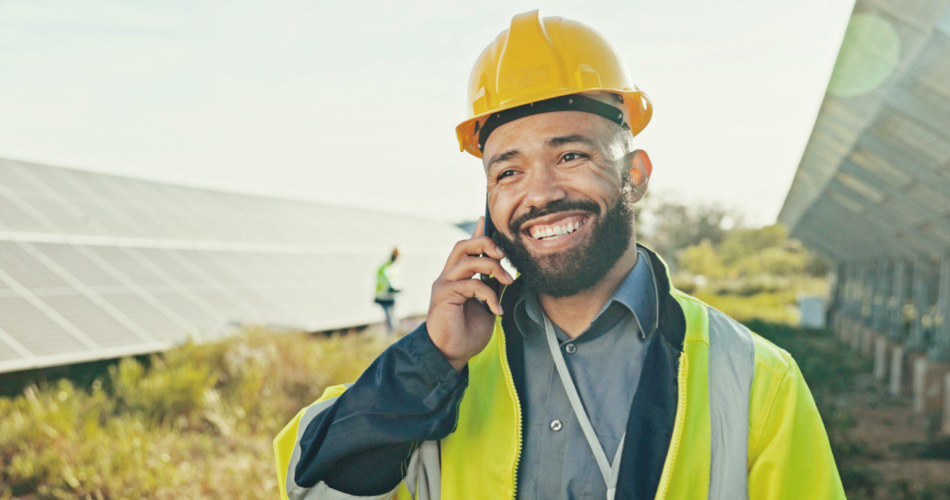 Contractor on the phone with a home service answering service